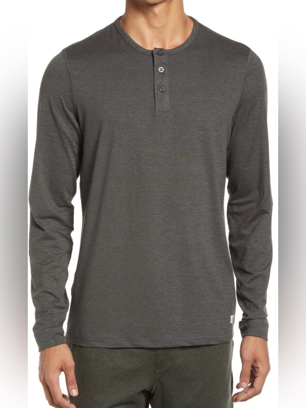 Vuori Ease Performance Henley XL Charcoal Heather Long Sleeve Shirt NWT Mens